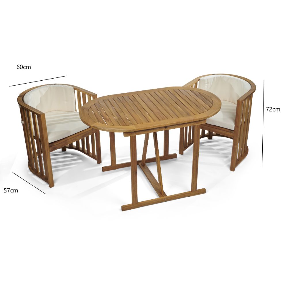 Chiltern Compact Acacia Wood Dining Bistro Set Outdoor