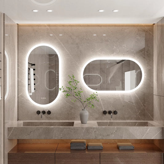 Waterproof Illuminate Bathroom Light Vanity Mirror Frameless Touch Screen Backlit Demist Wash Basin Mirror