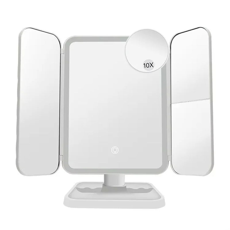 LED Trifold Makeup Mirror with Smart Lighting - Perfect for Dorms and Beauty Touch-Ups