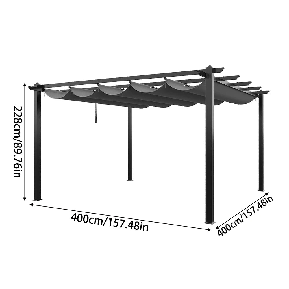 4x4m (12x12ft) Aluminum Pergola with Retractable Louvered Roof - Versatile Garden Gazebo Canopy and Carport