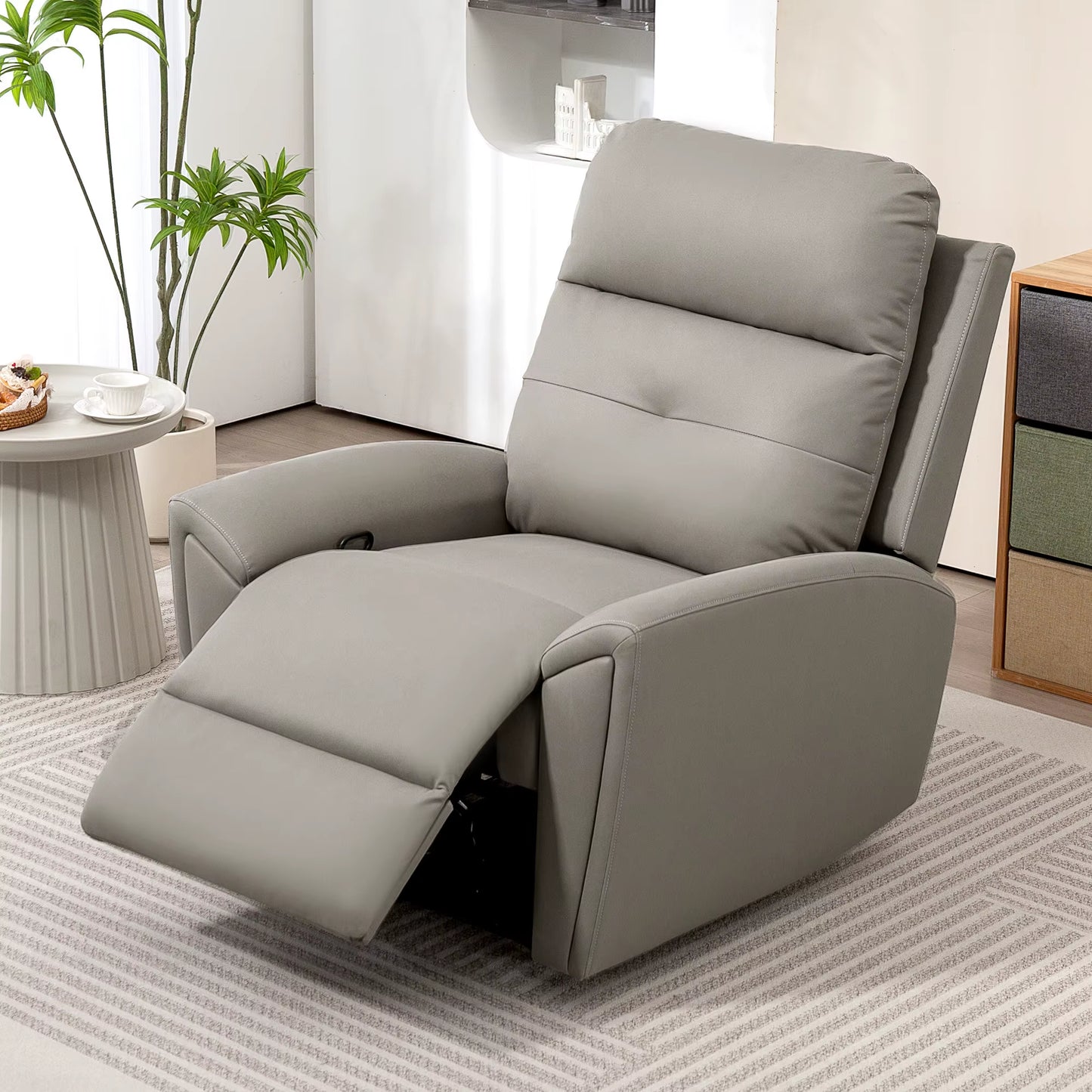 Recliner Armchair, Manual Reclining Chair for Living Room, Grey