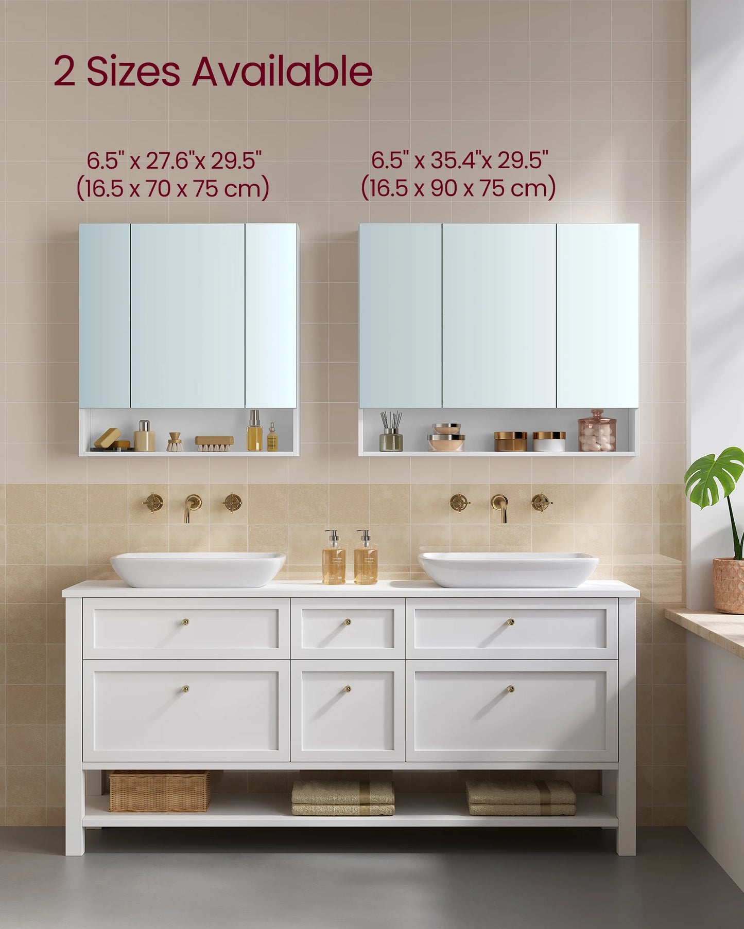 Bathroom Mirror Cabinet, Bathroom Cabinet with Mirror, Wall Mirror Cabinet, Open Compartment, Adjustable Shelves