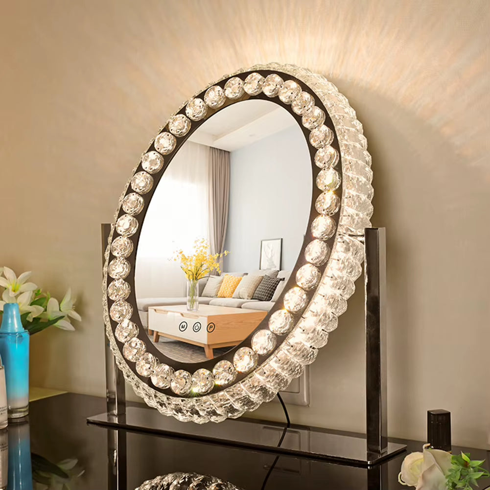 Crystal Dressing Makeup Mirror with Dimmable Led Light