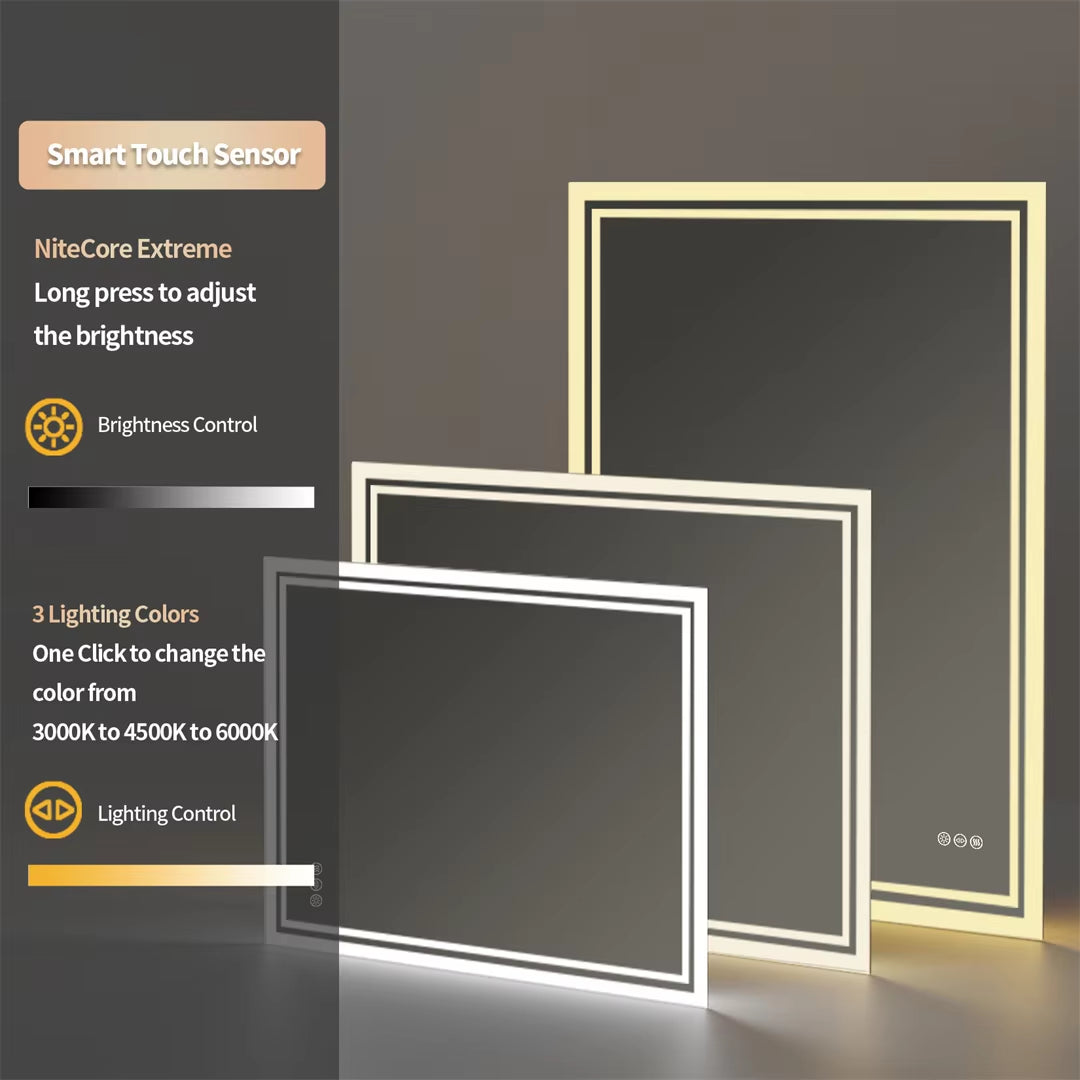 Illuminate LED Backlight Bathroom Mirror Frameless Dimmable Defog Bath/Shower/Shaving Mirror