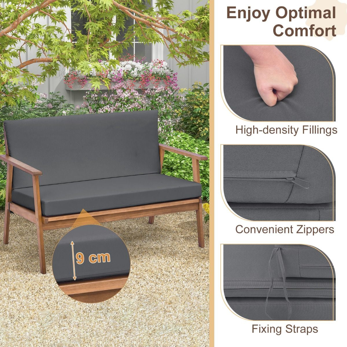 4 Piece Outdoor Conversation Set with Soft Seat and Back Cushions