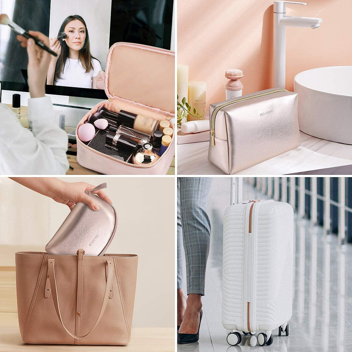 Stylish 3-Piece Waterproof Makeup Bag Set - Travel Toiletry Organizer & Cosmetic Pouch for Women