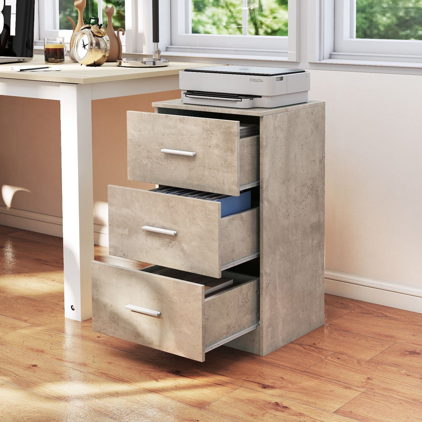 3-Drawer Wooden Dresser Cabinet with Anti-Toppling Device