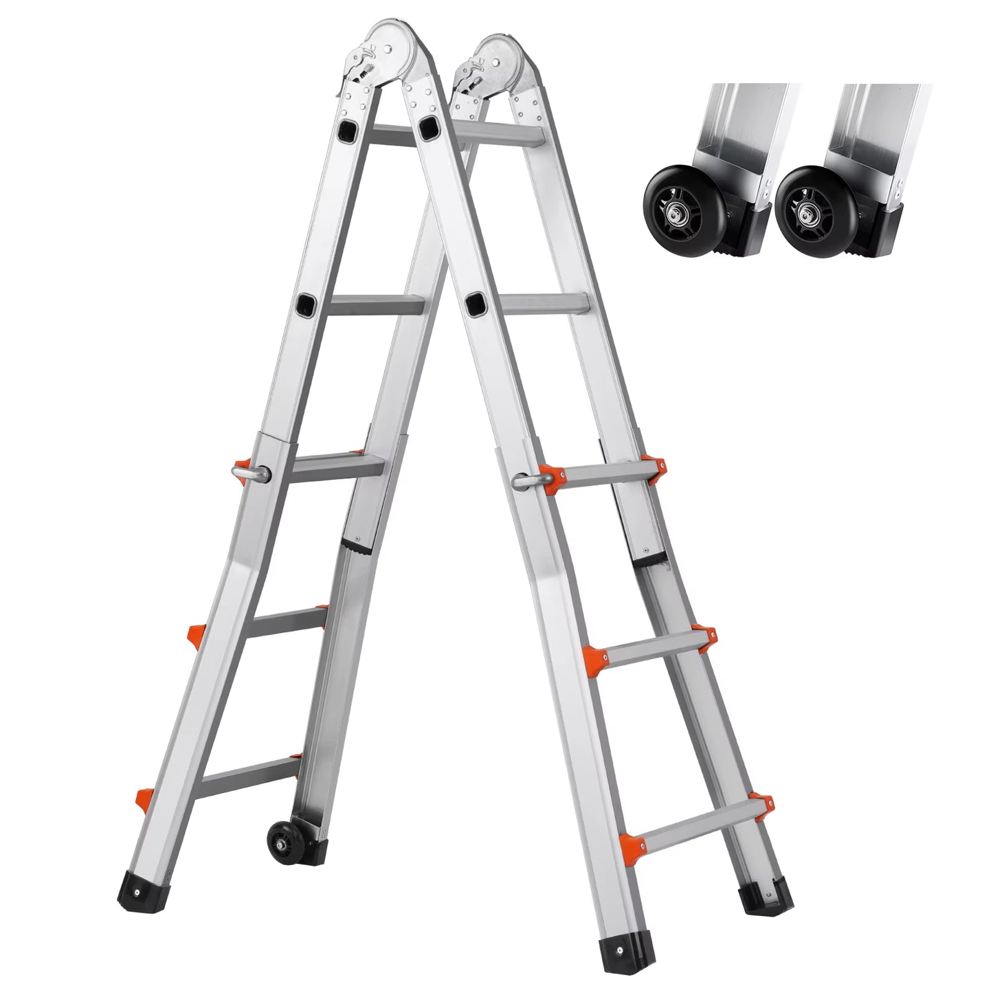 telescoping Ladder a Frame Compact Aluminum Extension Ladder Multi-Function Portable Collapsible RV Ladder for Homework