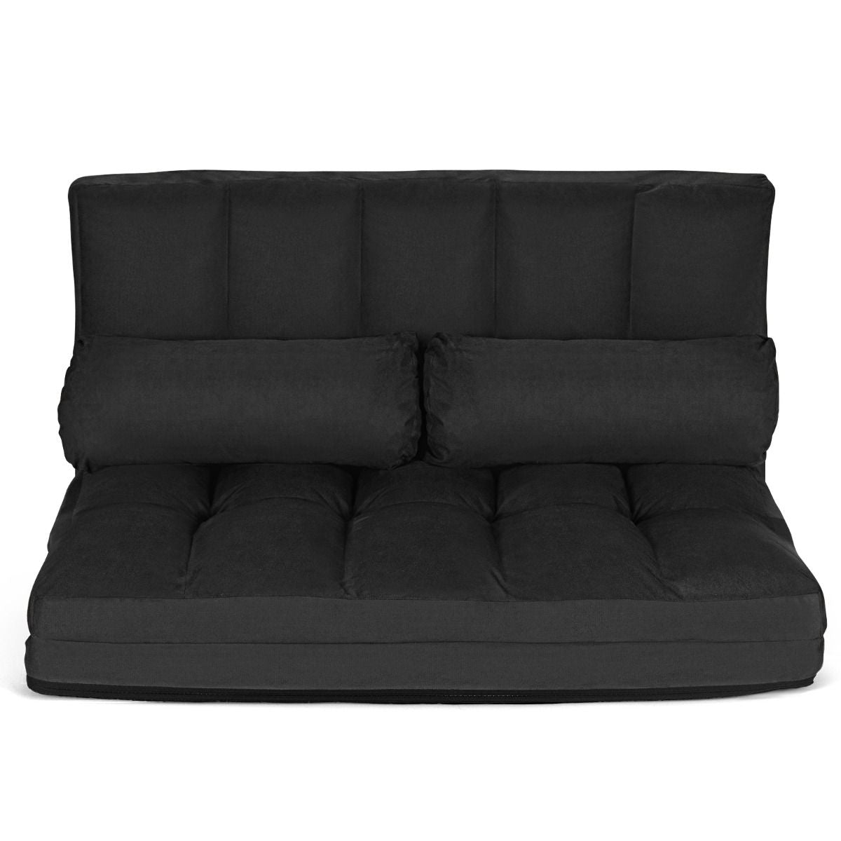 2 in 1 Folding Floor Lazy Sofa Bed with 6 Adjustable Seat Positions and 2 Pillows
