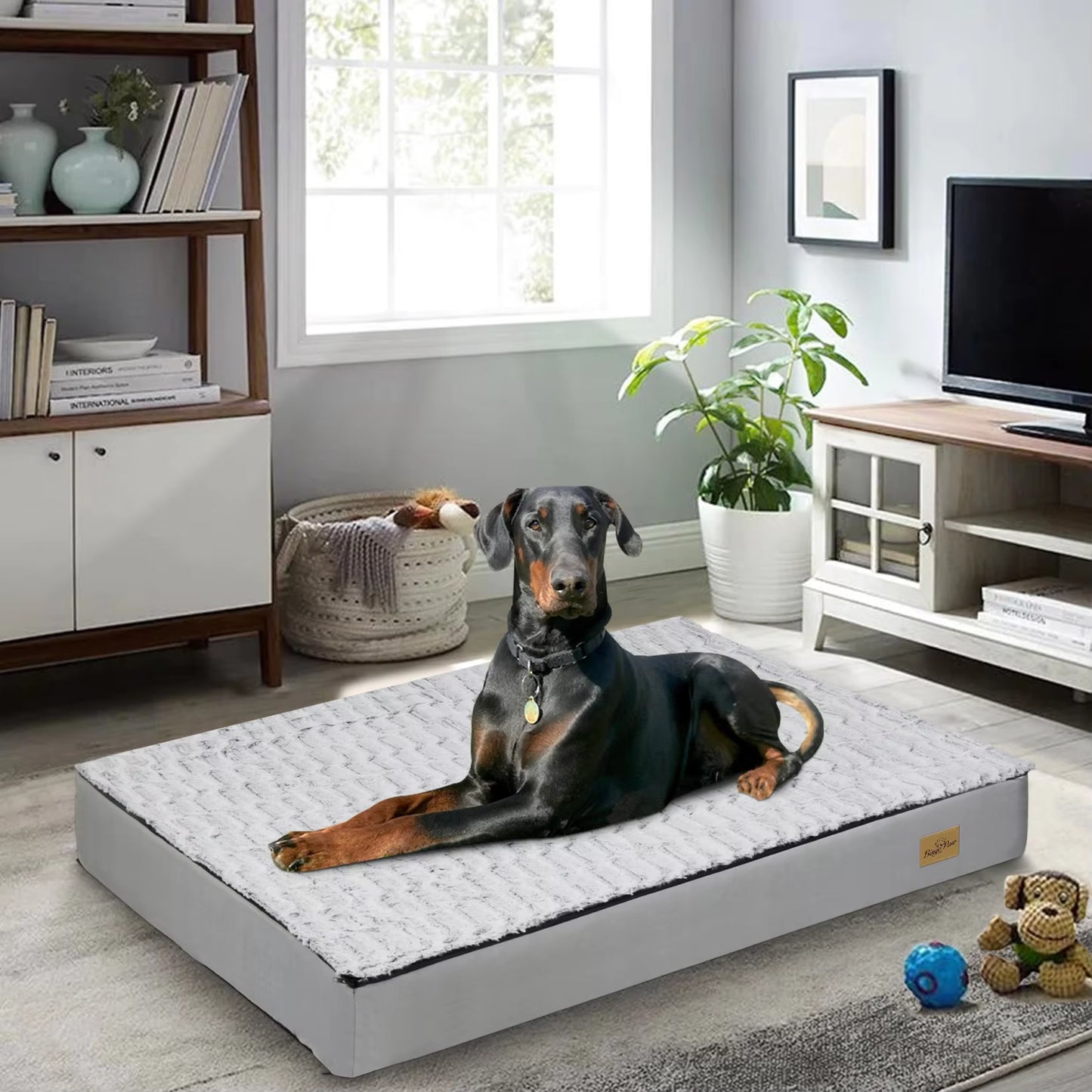 Luxurious Orthopedic Calming Dog Bed for Large to 3XL Dogs - Soft Foam Base & Removable Cover