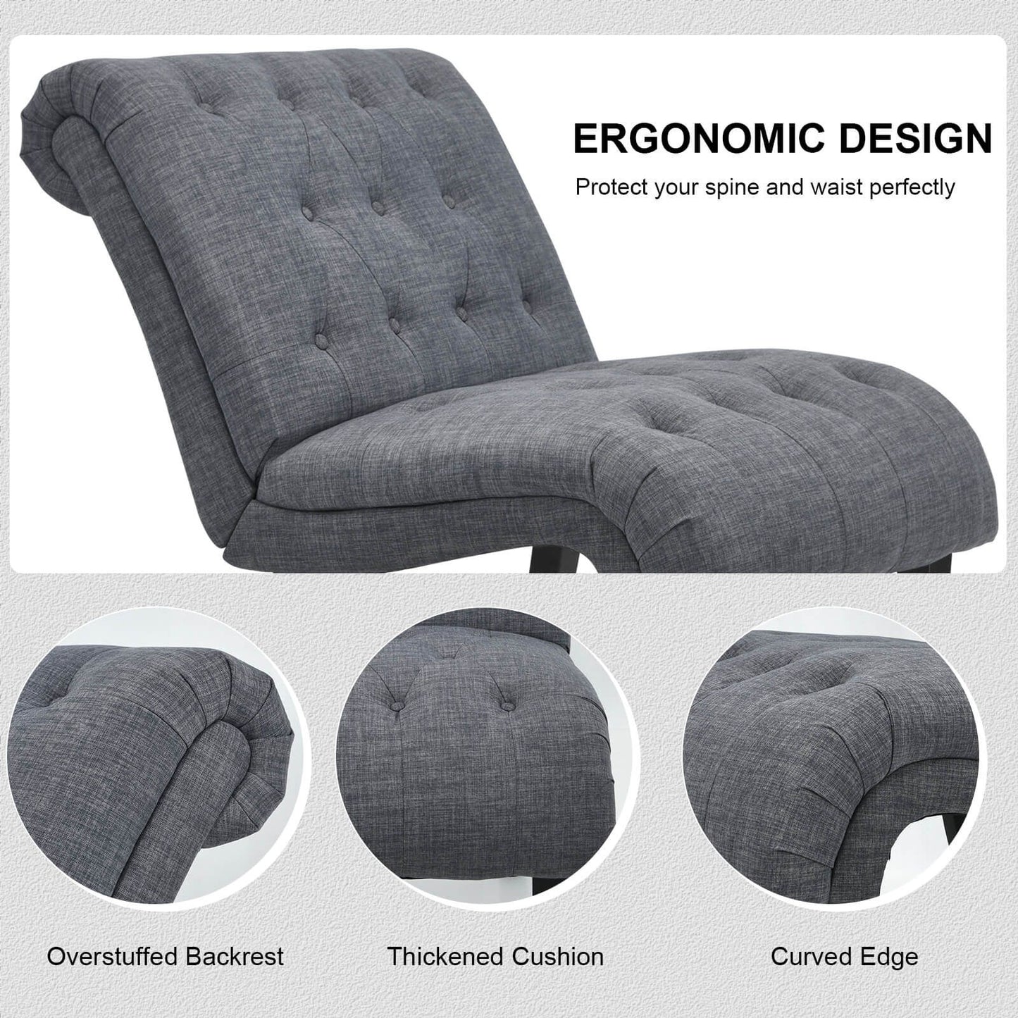 Modern Upholstered Accent Chair with Button Tufted Linen Fabric