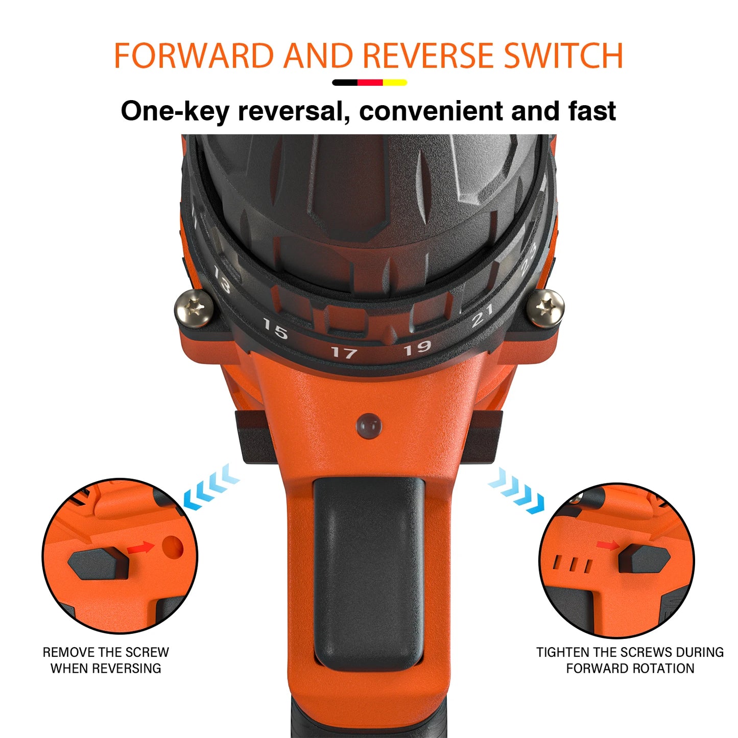 Cordless Drill Driver 21V Battery Drill Set Electric Screwdriver Set, 25+1 Torque Setting, 2 Speed, LED Light for Home