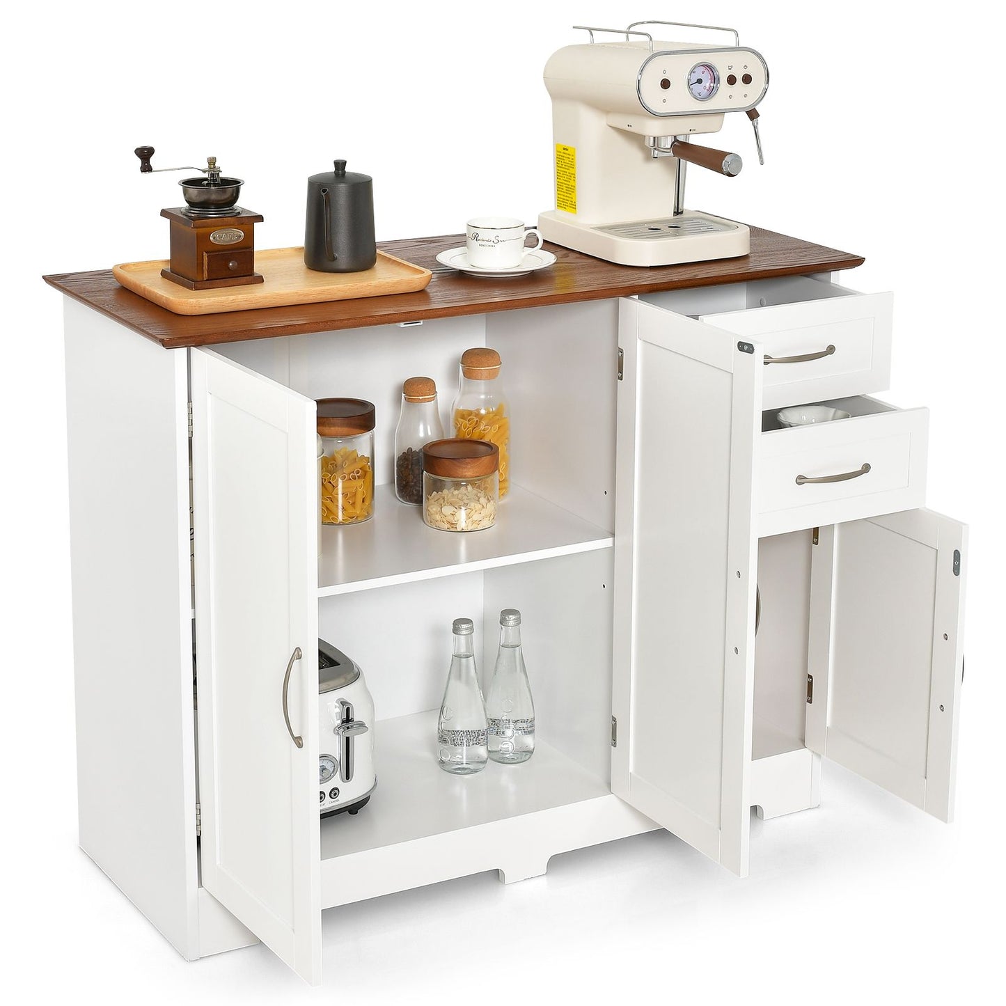 Modern Kitchen Storage Sideboard Cabinet with Adjustable Shelf and Drawers
