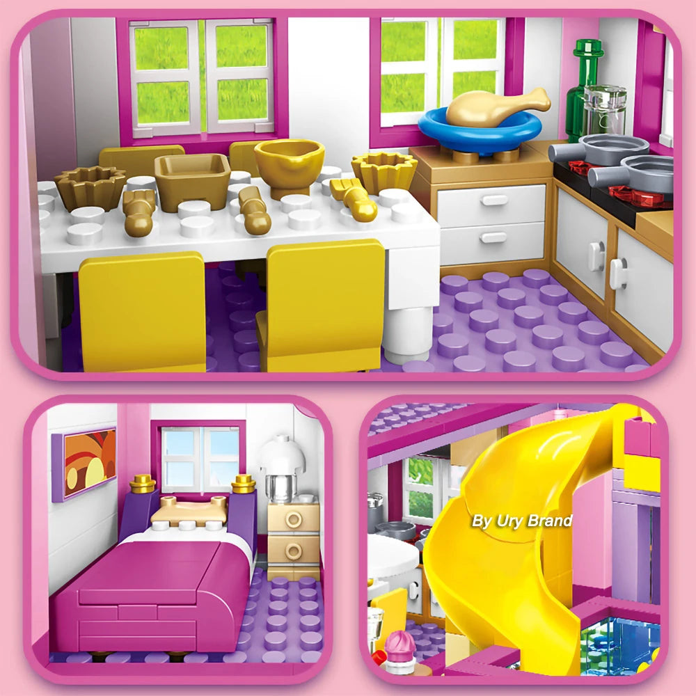 Friends City House Summer Villa Building Blocks Set with Pool - Perfect DIY Gift for Kids