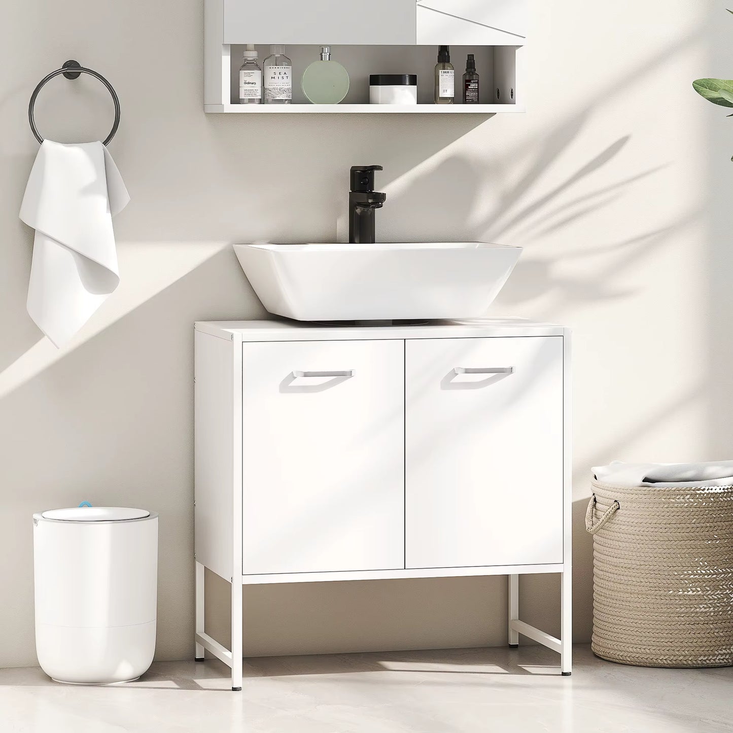 Bathroom under Sink Cabinet for Basin without or with Pedestal White