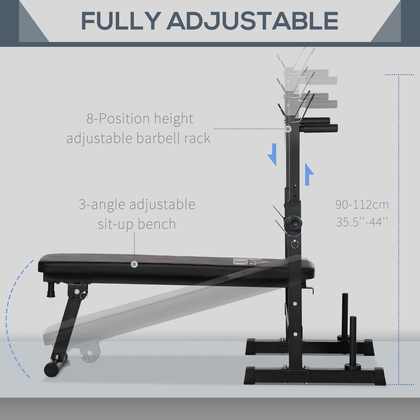 Foldable Adjustable Weight Bench & Barbell Rack for Ultimate Home Workouts