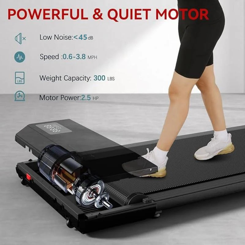 300 Ibs Weight Capacity 2.5 HP 2 in 1 Portable Treadmill for Home with Remote Control LED Display Walking Pad