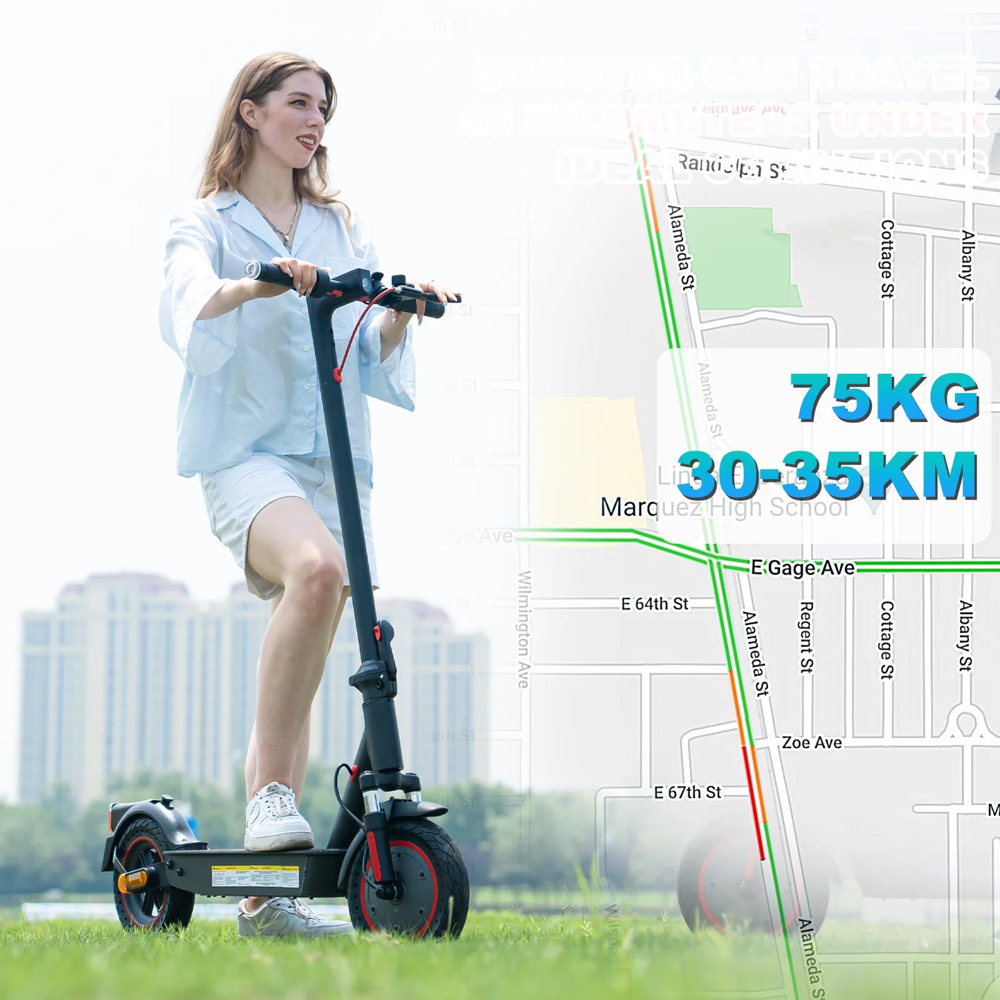 Pro Electric Scooter for Adults, 10" Foldable Scooter, App Control, 500W Motor, 410WH Battery, Max Speed 25