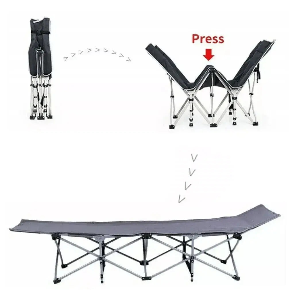 Heavy Duty Single Folding Camping Bed with Bag Lightweight