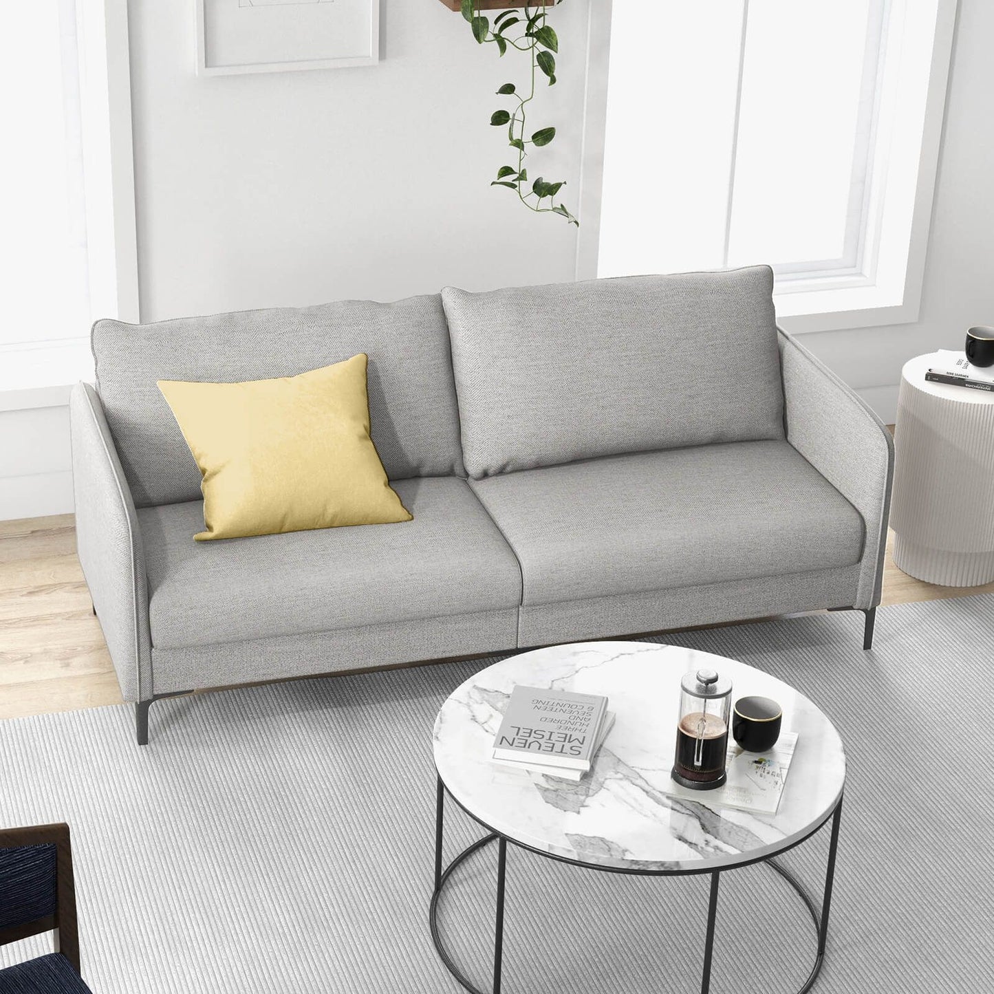 Modern Loveseat 3-Seater Upholstered Sofa with Washable Cushion Covers