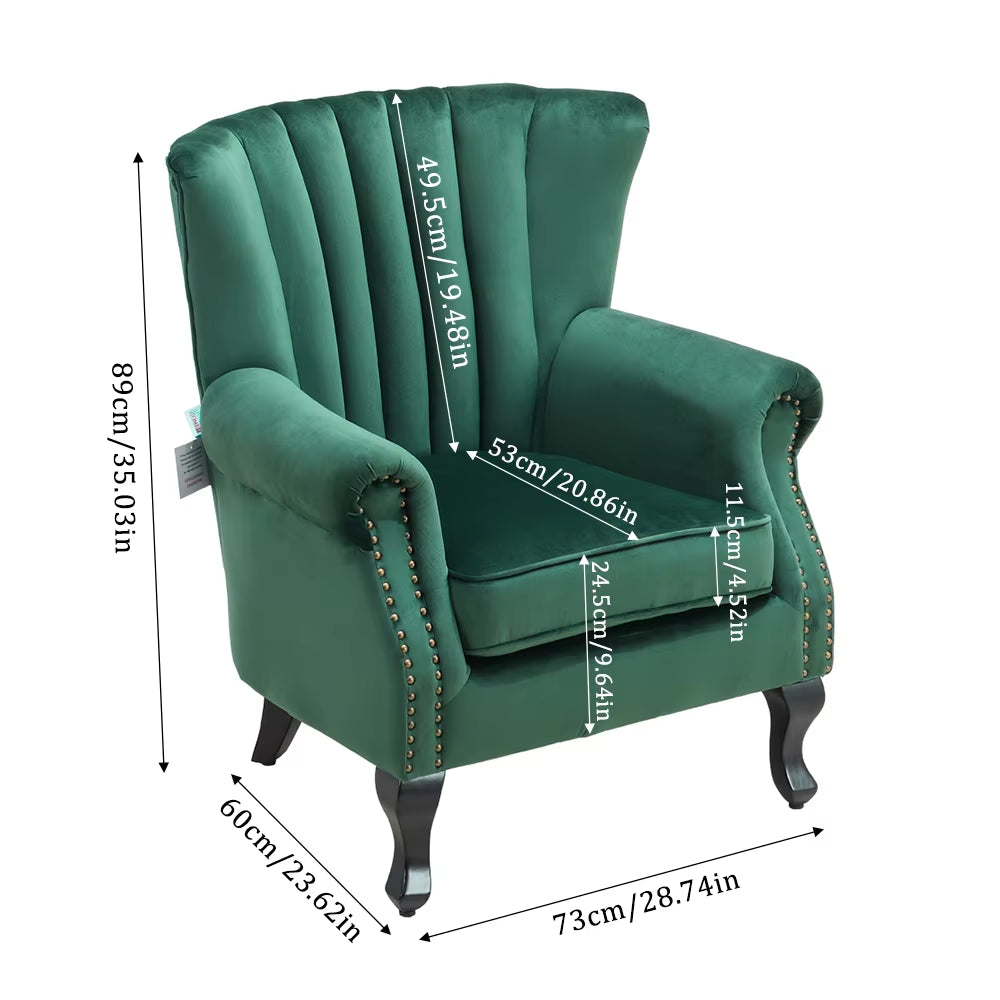 Velvet Channel Occasional Armchair Sofa Chair for Study and Living Room Makeup Room