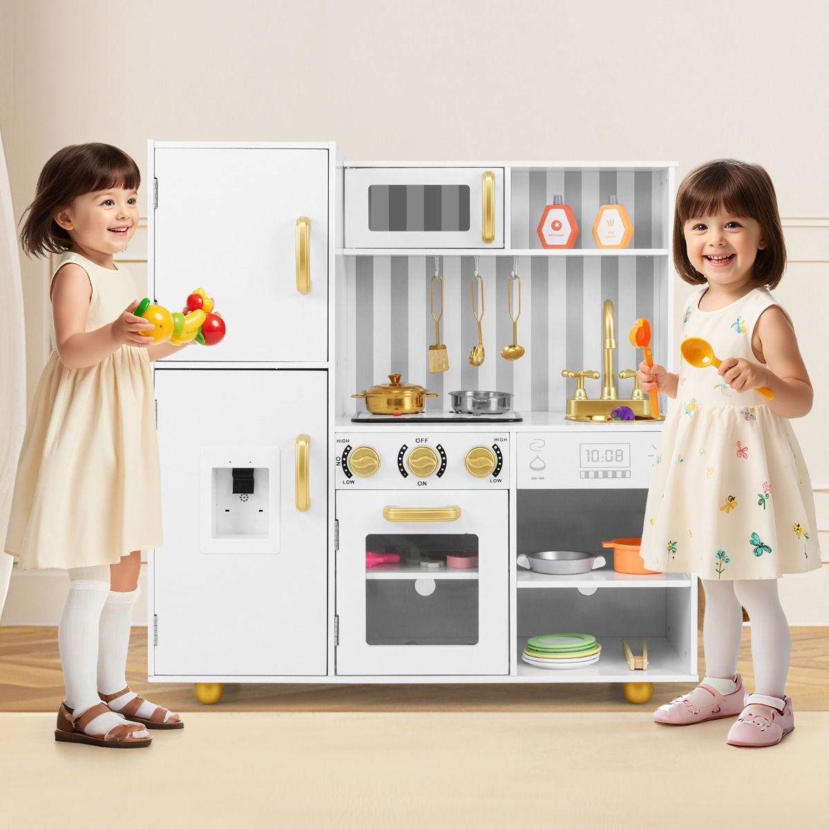 Play Kitchen Toy Set with Oven Real Sounds and Lights