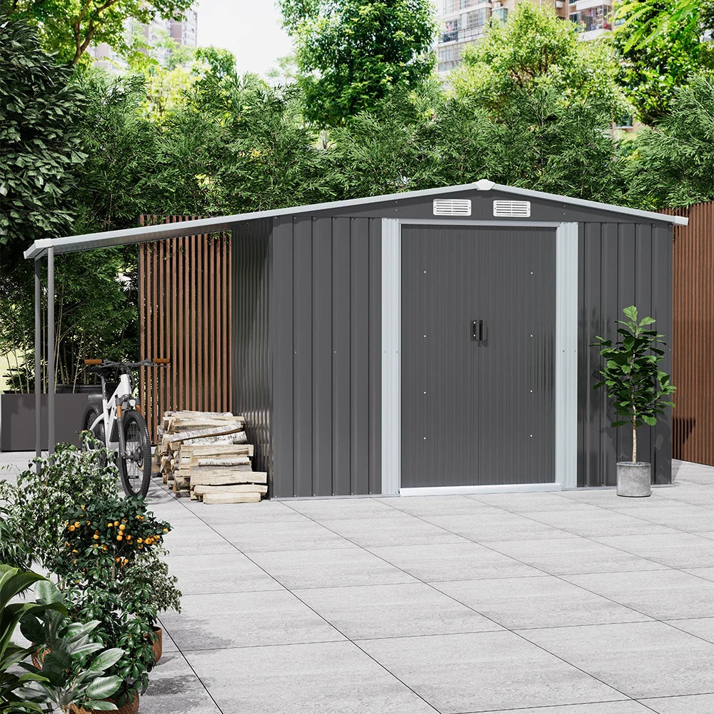4X8 Ft Spire Top Tool Room with Shed Outdoor Metal Storage Shed 