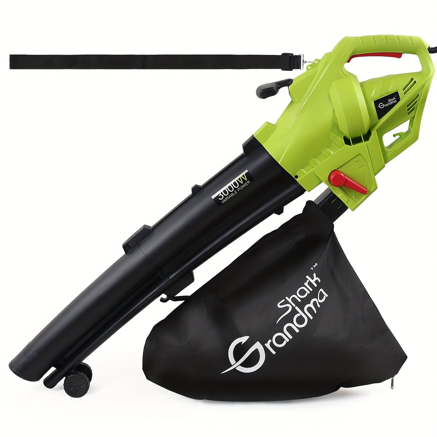 3000 W 3 in 1 Leaf Blower, Garden Leaves Vacuum Cleaner with Collection Bag (Green)