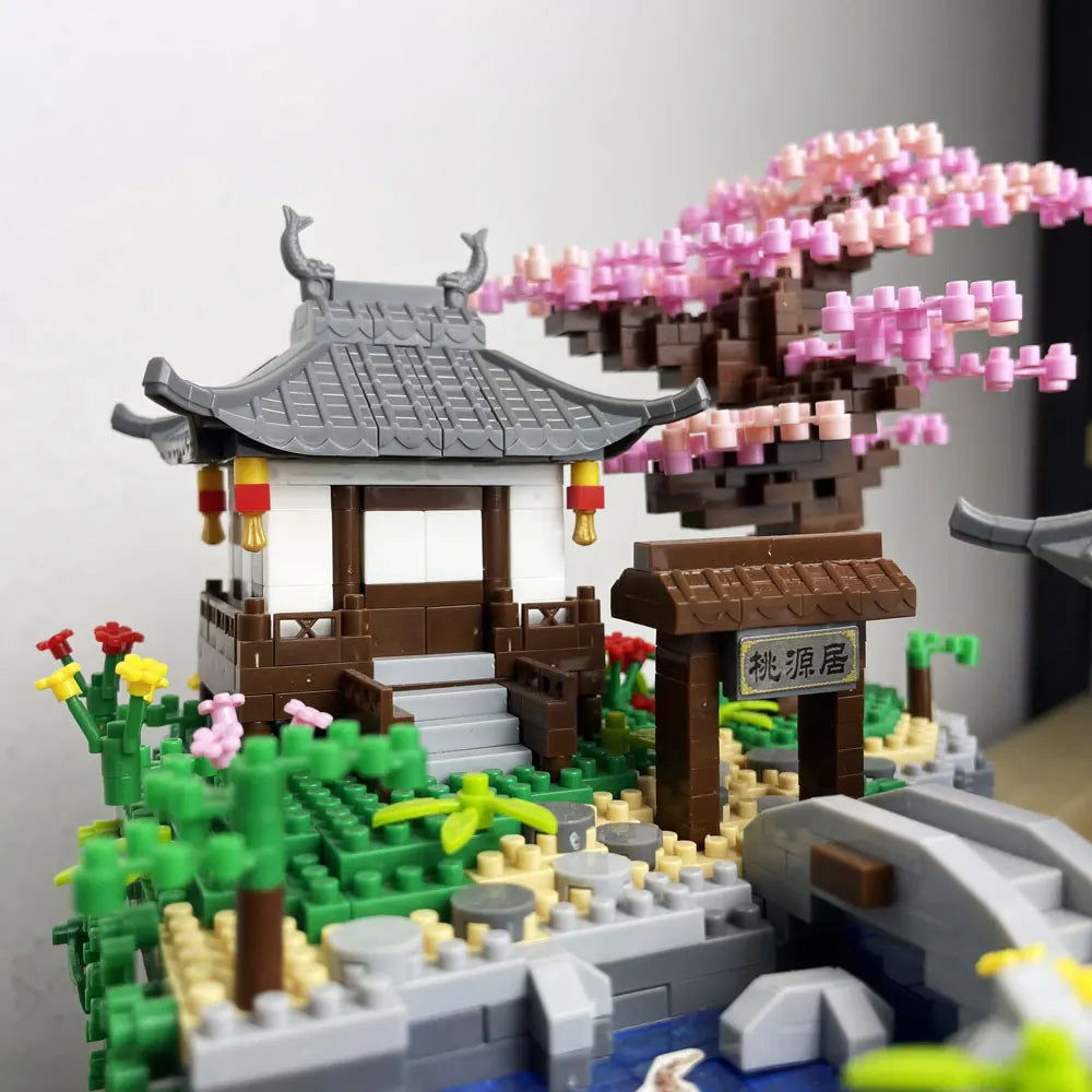 Peach Blossom Pond Building Blocks: Exquisite Traditional Chinese Architecture for Home Decor and Collectors