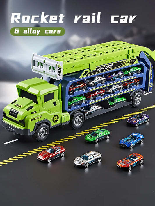 Transforming Coaster Racetrack Car with Rocket Lift - Perfect Gift for Christmas, Thanksgiving, Halloween, New Year, and Birthdays!