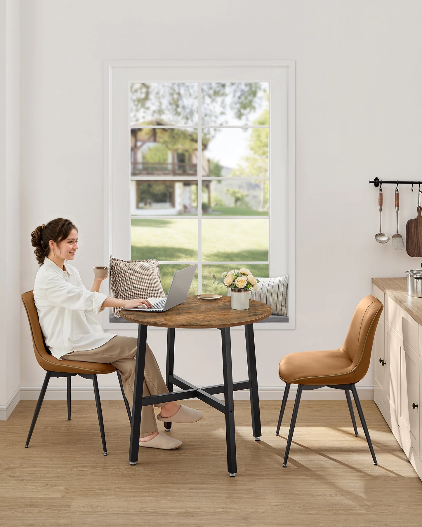 Dining Round Kitchen Table for Living Room, Office, 80 X 75 Cm
