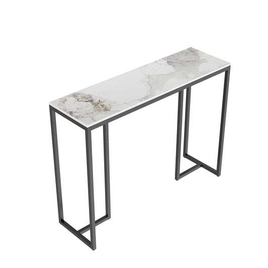 Modern Marble Console Table with Metal Frame for Entryway and Living Room Display