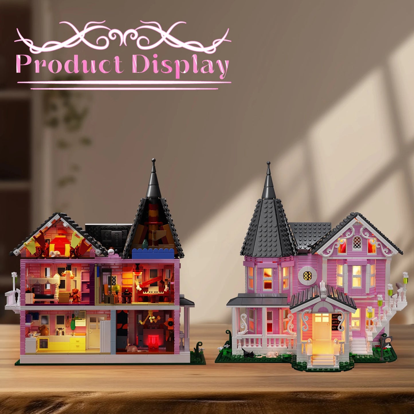 1370PCS Pink Palace Building Block Set Movie Apartment Architecture Model Brick Toys Christmas Gift for Boys＆Girls Kid