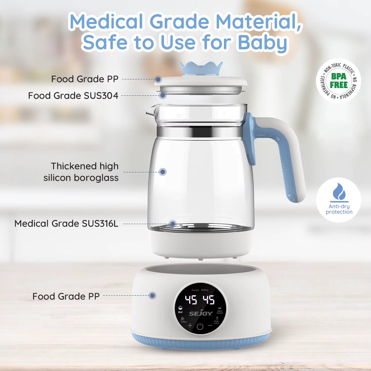 Infant Thermostatic Milk Regulator - 800W Electric Baby Formula Kettle & Automatic Warmer for Perfect Feeding Every Time