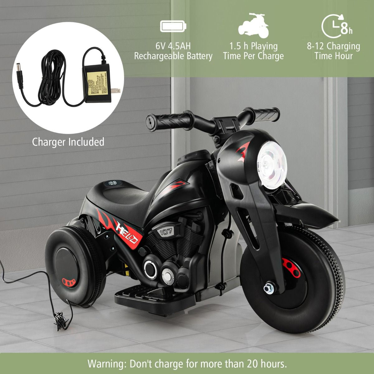 6V Electric Kid Ride on Motorcycle with Bubble Maker