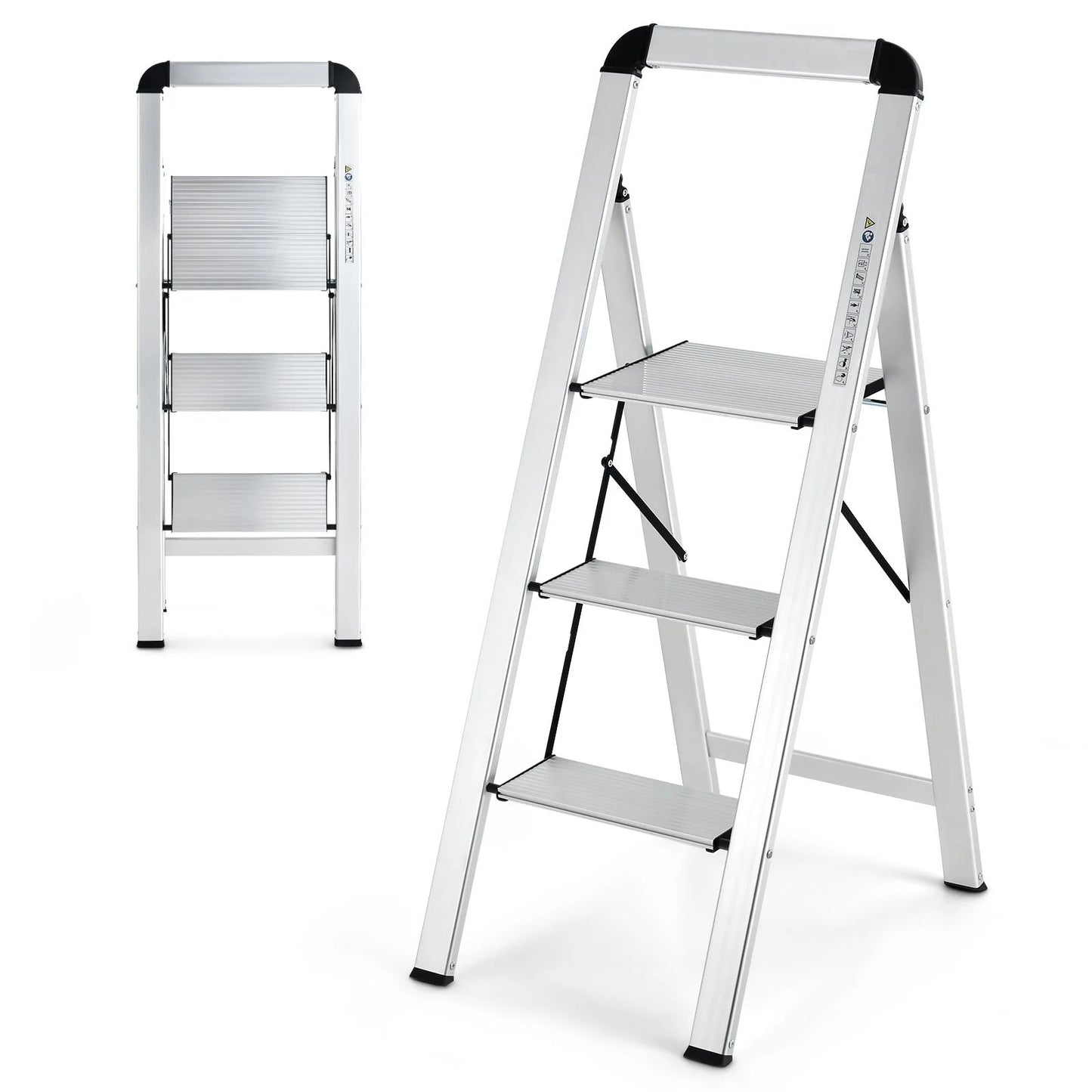 Aluminum Folding Step Stool with Non-Slip Pedal and Footpads