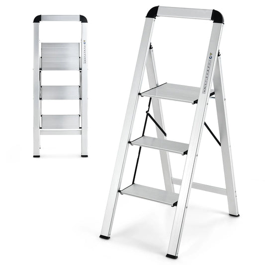 Aluminum Folding Step Stool with Non-Slip Pedal and Footpads