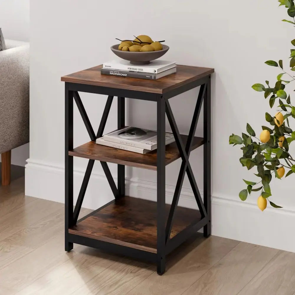Brown Vintage Wooden Side Table End Table Wood Coffee Table Living Room Furniture