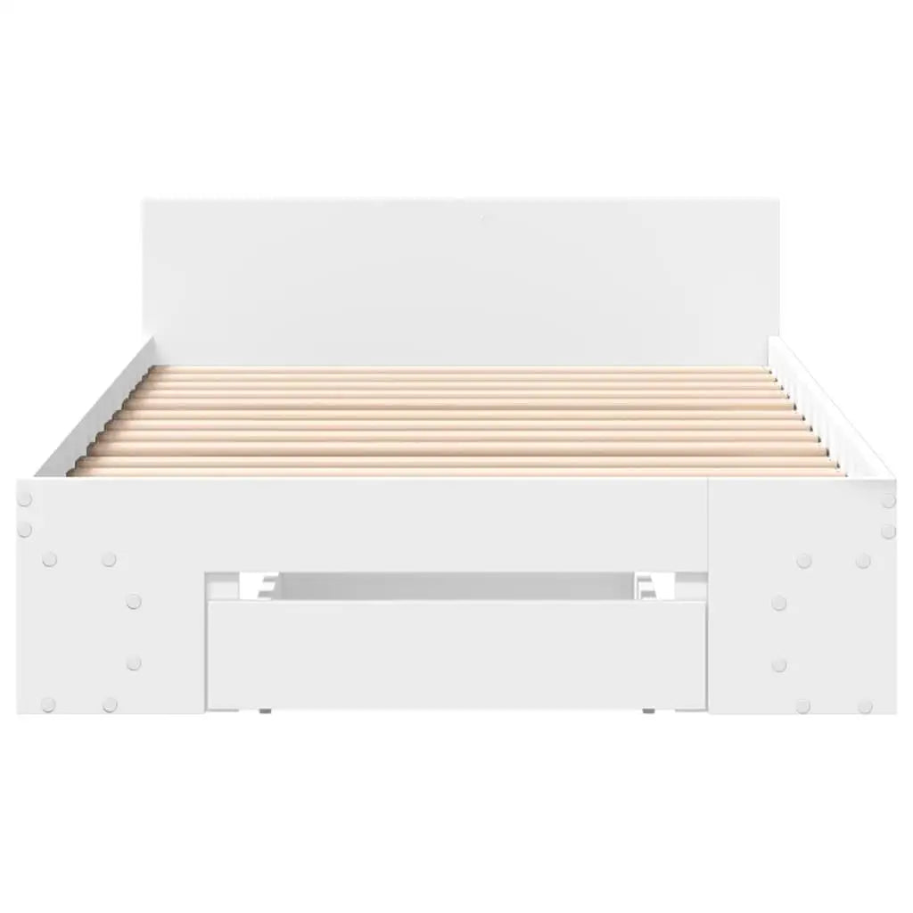 Stylish White Small Single Bed Frame with Convenient Drawer - 75 x 190 cm (Mattress Not Included)