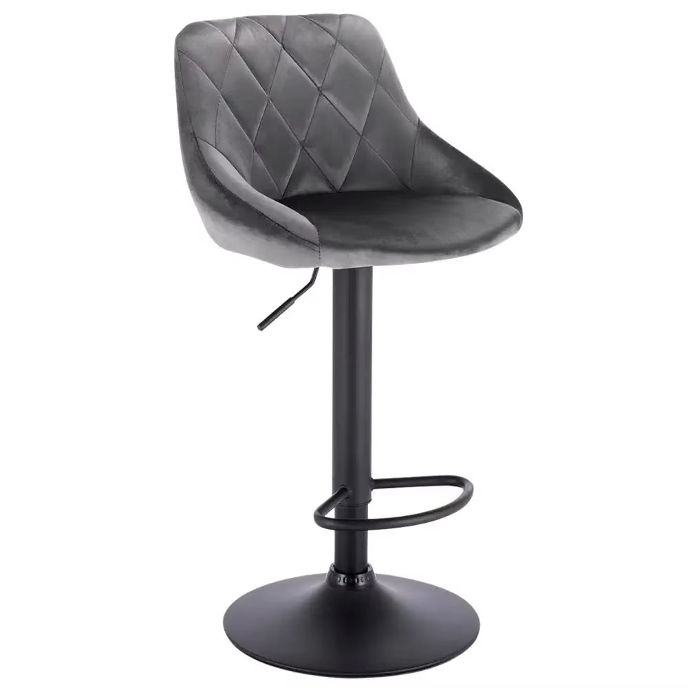 1PC Height-Adjustable Swivel Bar Chair Leather/Velvet Rotating Bar Stool Lifting High Stool with Footrest for Pub Home