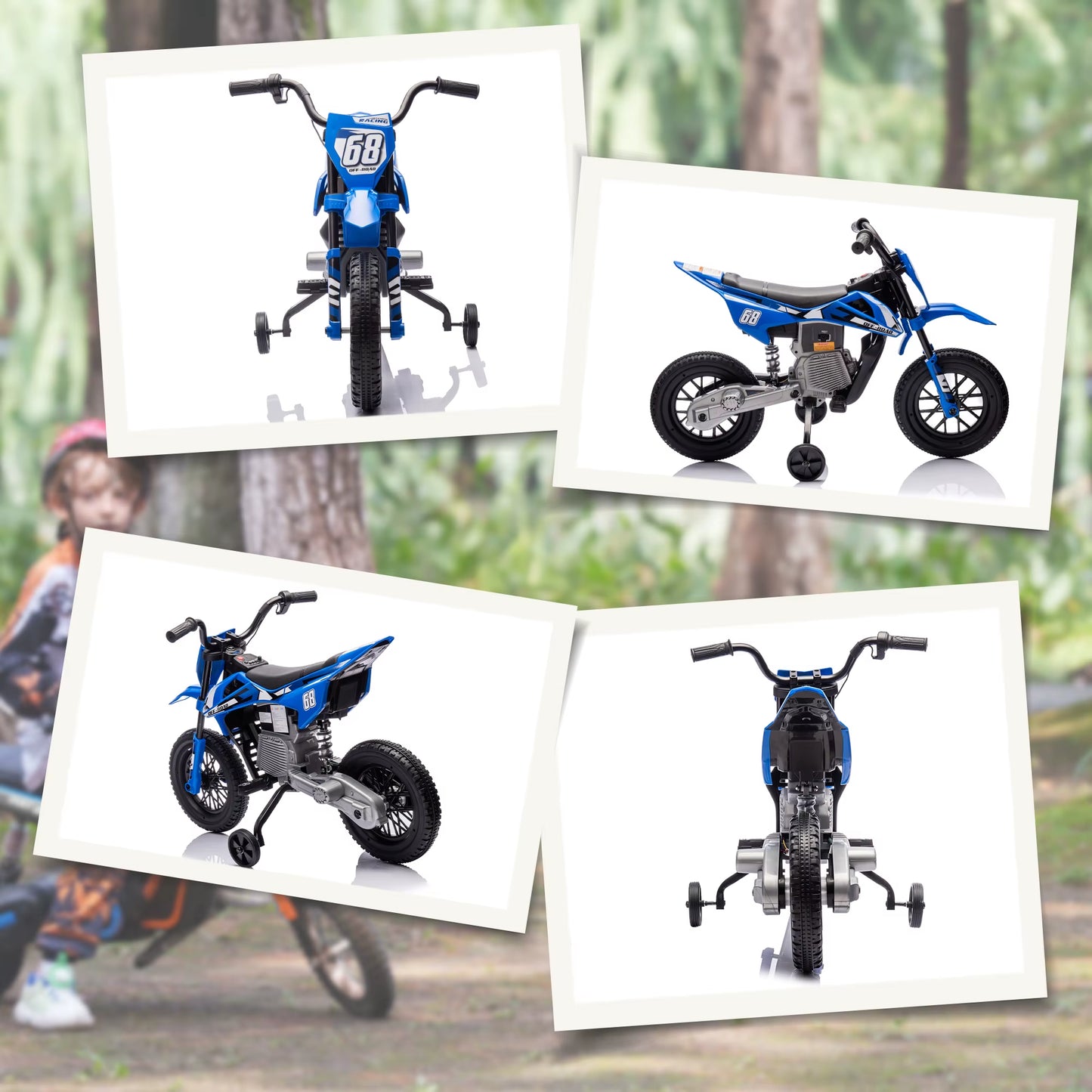 12V Kids Electric Motorcycle W/ Twist Grip Throttle, Music