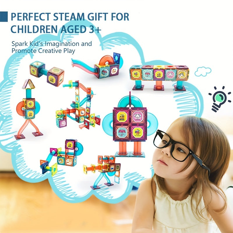 42pcs Magnetic Tiles, STEM Magnet Building Blocks Toys for Christmas/Halloween/Thanksgiving Day Gift