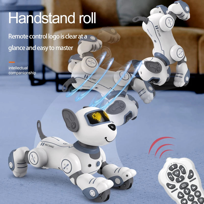Interactive Pink RC Robot Dog - Voice Command, Programmable Stunts & Music - Perfect Gift for Girls!