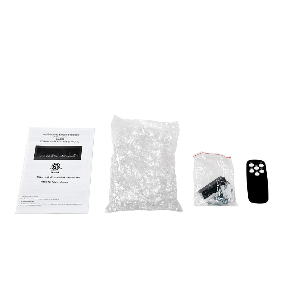 Wall Mount Electric Fireplace with Adjustable LED Lights Remote Control