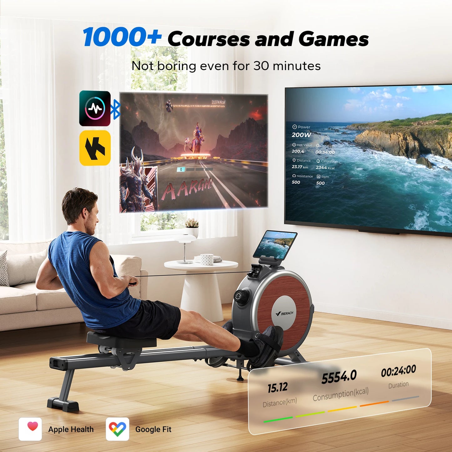 Q1S Rowing Machine Magnetic Rower Machine for Home 16 Levels Quiet Resistance Dual Slide Rail Max 350Lb Weight Capacity