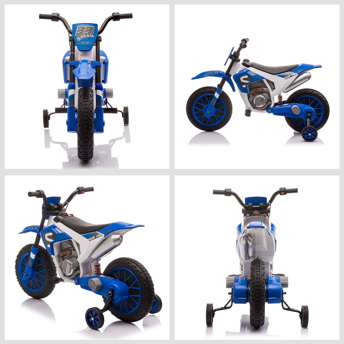 12V Kids Electric Motorbike Ride-On Motorcycle W/ Training Wheels
