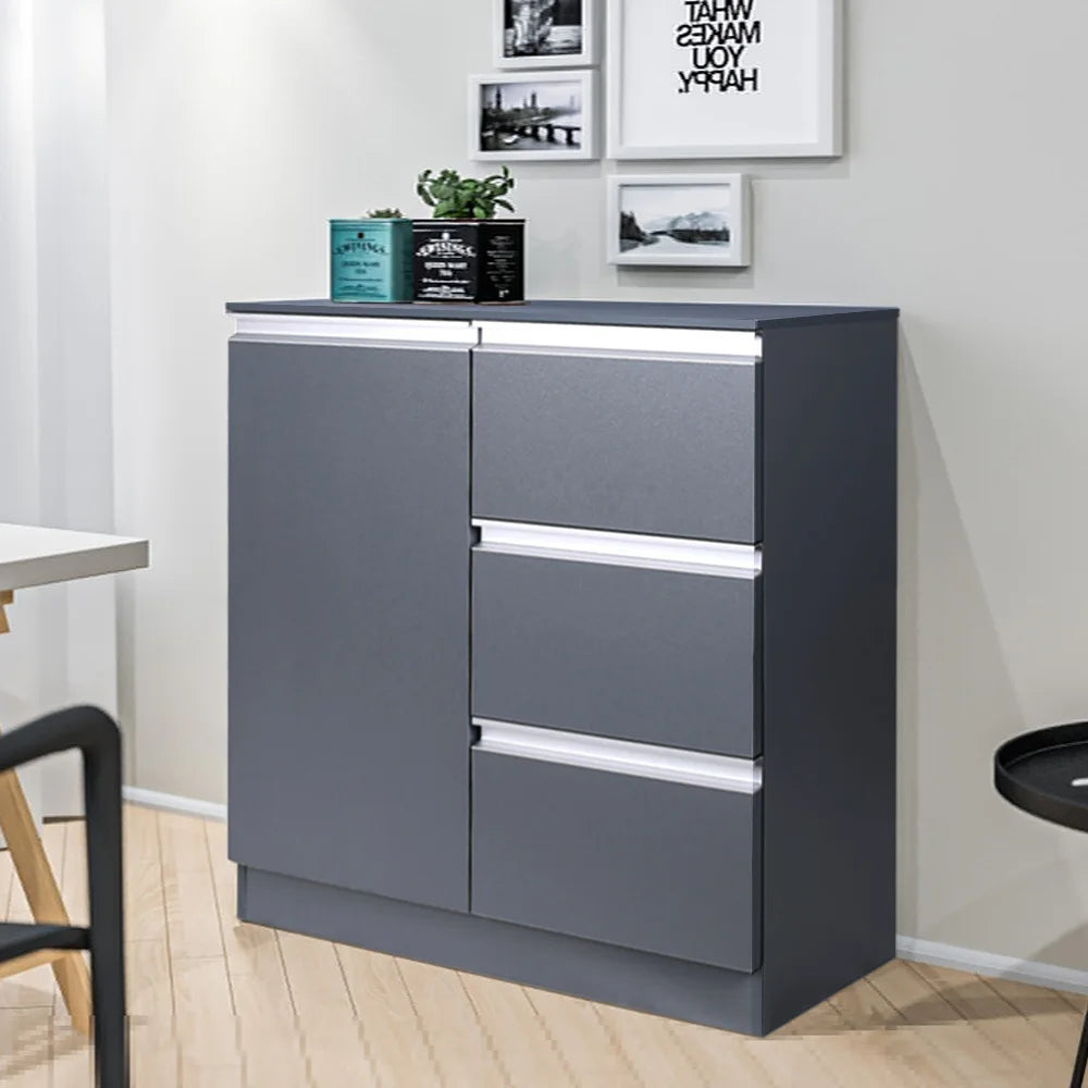 Grey 80Cm Sideboard Cabinet with 3 Drawers for Dining Room Living Room Home Office