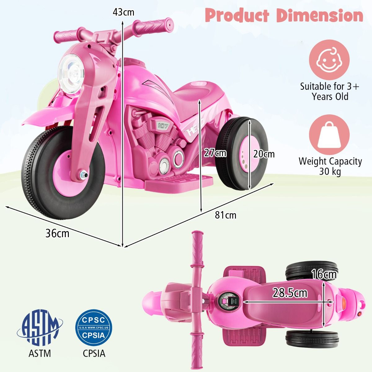 6V Electric Kid Ride on Motorcycle with Bubble Maker