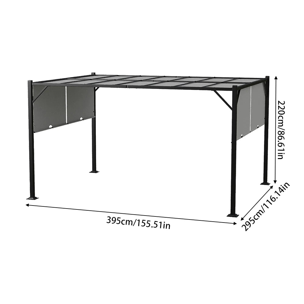 Outdoor Retractable Pergola with Canopy for Garden and Patio - Modern Classic Sunshade and Decorative Shelf