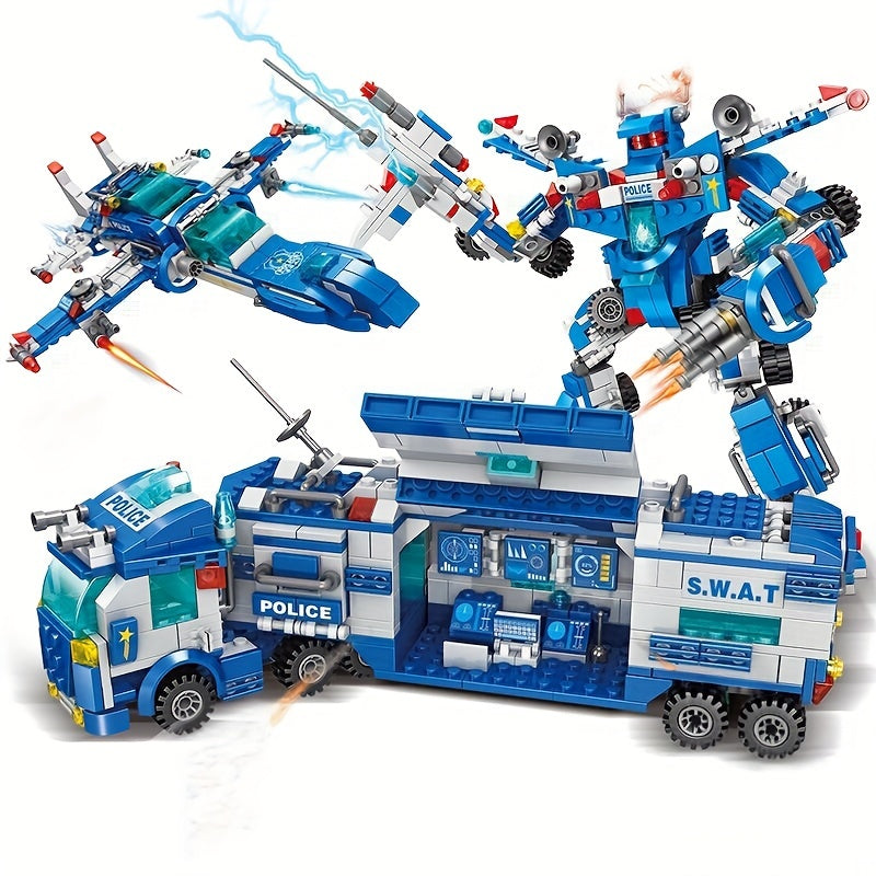 700pcs Department Car Building Blocks, City Patrol Police Toy, Vehicle Truck Action Figures Brick Toys For Children